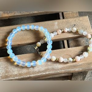 Opalite and Flower Agate Bracelets Crystal Natural Gemstone